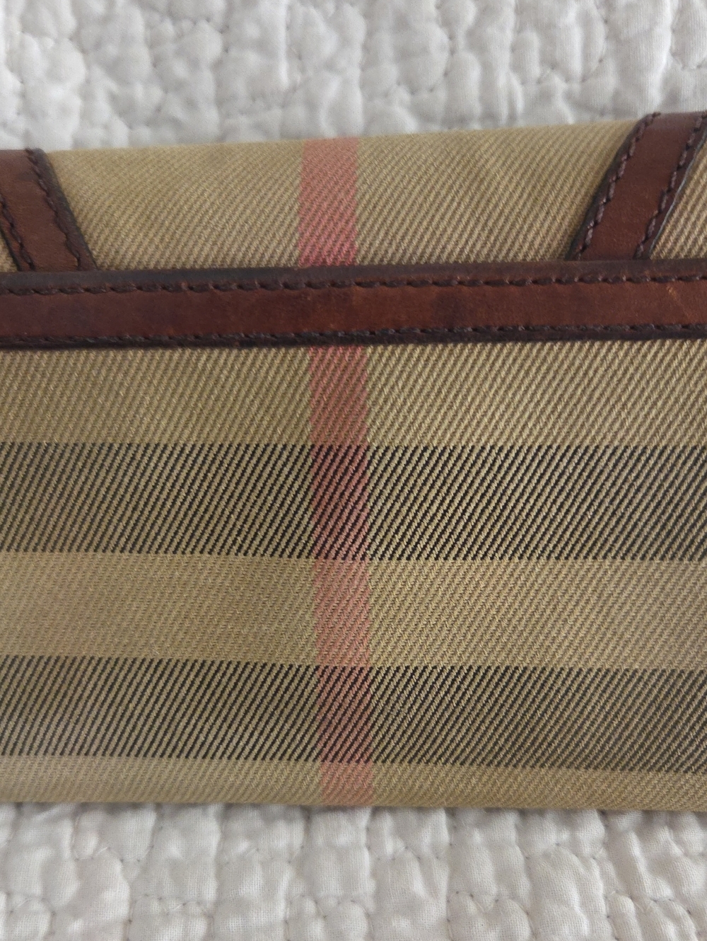 Burberry Beige Plaid Continental Wallet with Brown Leather Trim - Picture 13 of 16